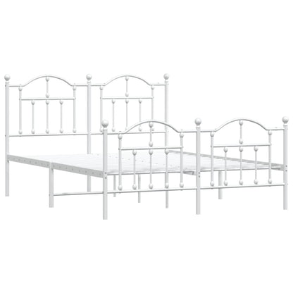 vidaXL Metal Bed Frame without Mattress with Footboard White 140x190cm