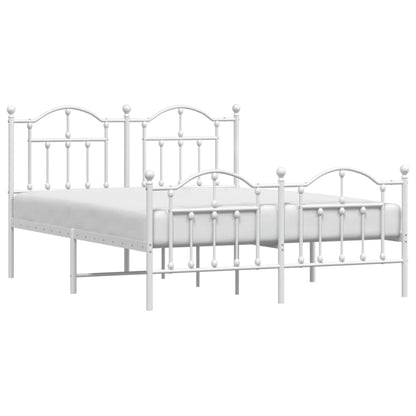 vidaXL Metal Bed Frame without Mattress with Footboard White 140x190cm