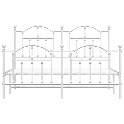 vidaXL Metal Bed Frame without Mattress with Footboard White 140x190cm