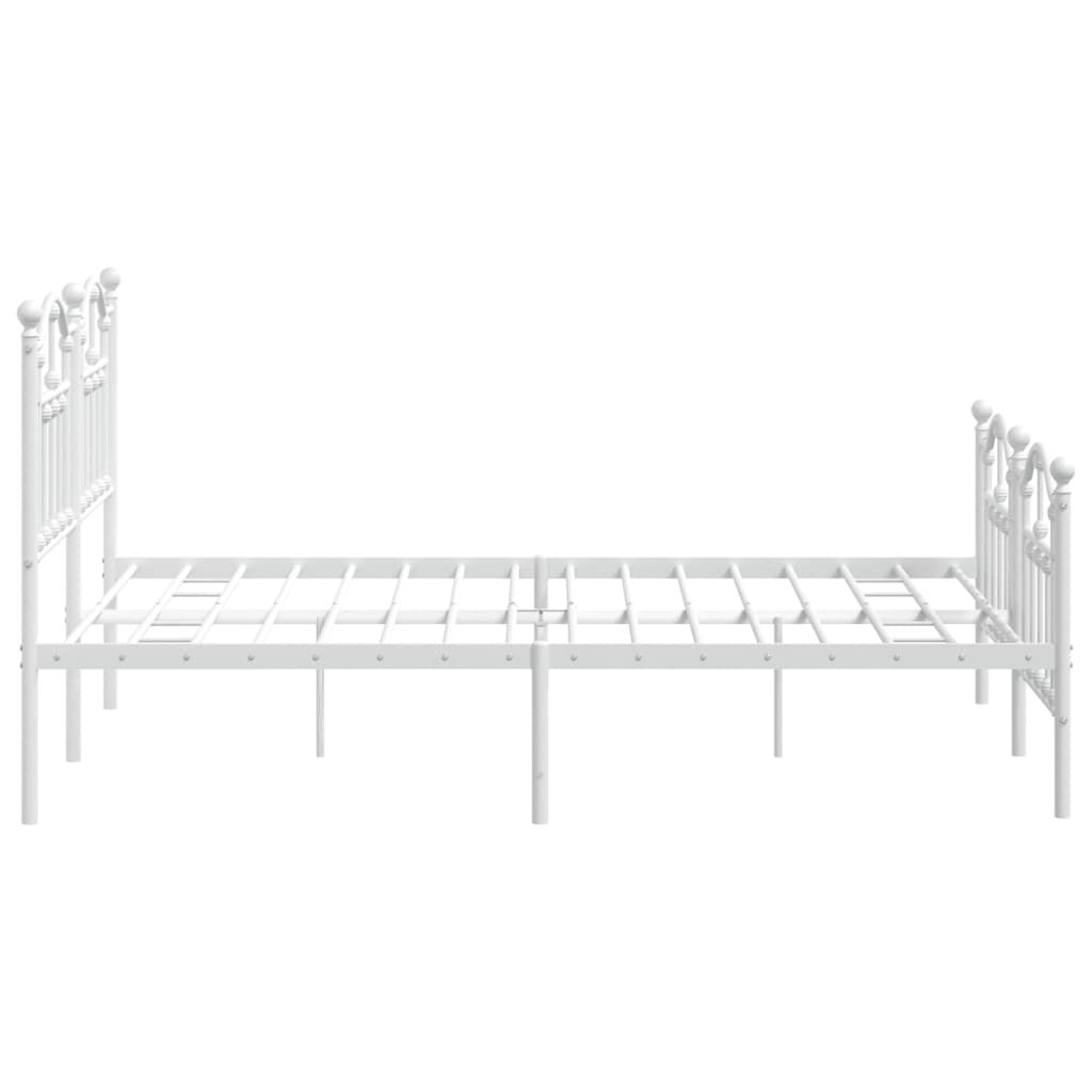 vidaXL Metal Bed Frame without Mattress with Footboard White 140x190cm