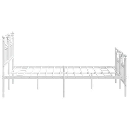 vidaXL Metal Bed Frame without Mattress with Footboard White 140x190cm