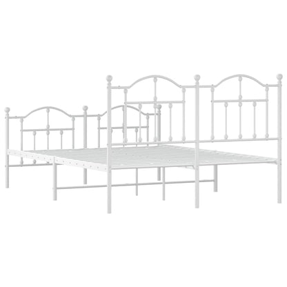 vidaXL Metal Bed Frame without Mattress with Footboard White 140x190cm