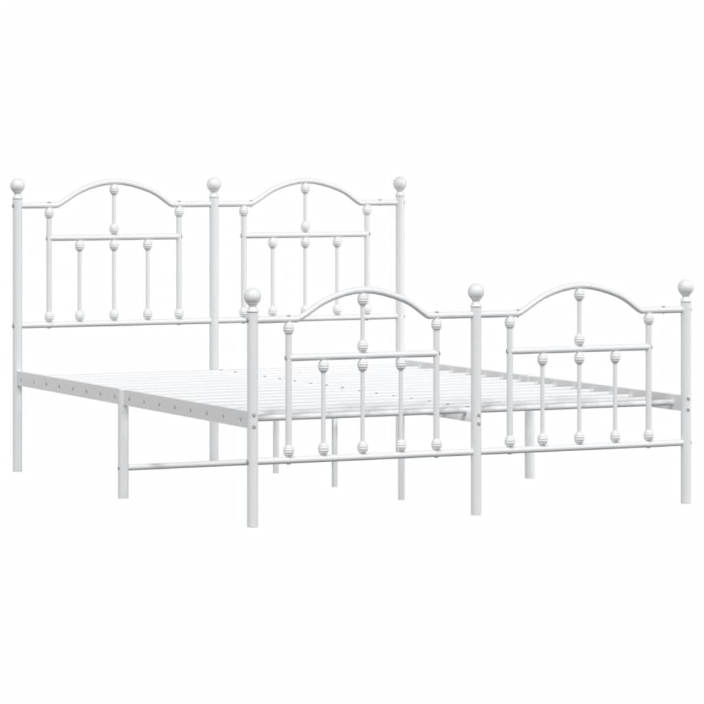 vidaXL Metal Bed Frame without Mattress with Footboard White 140x200cm