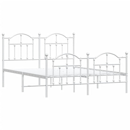 vidaXL Metal Bed Frame without Mattress with Footboard White 140x200cm