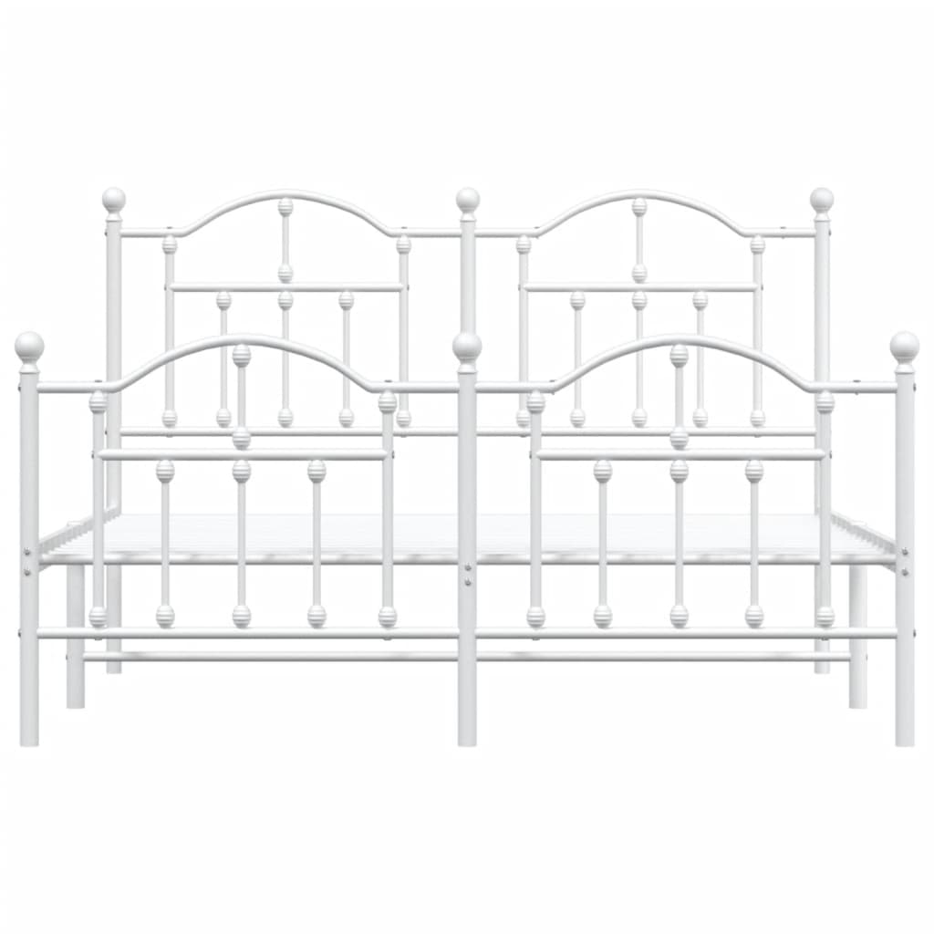 vidaXL Metal Bed Frame without Mattress with Footboard White 140x200cm