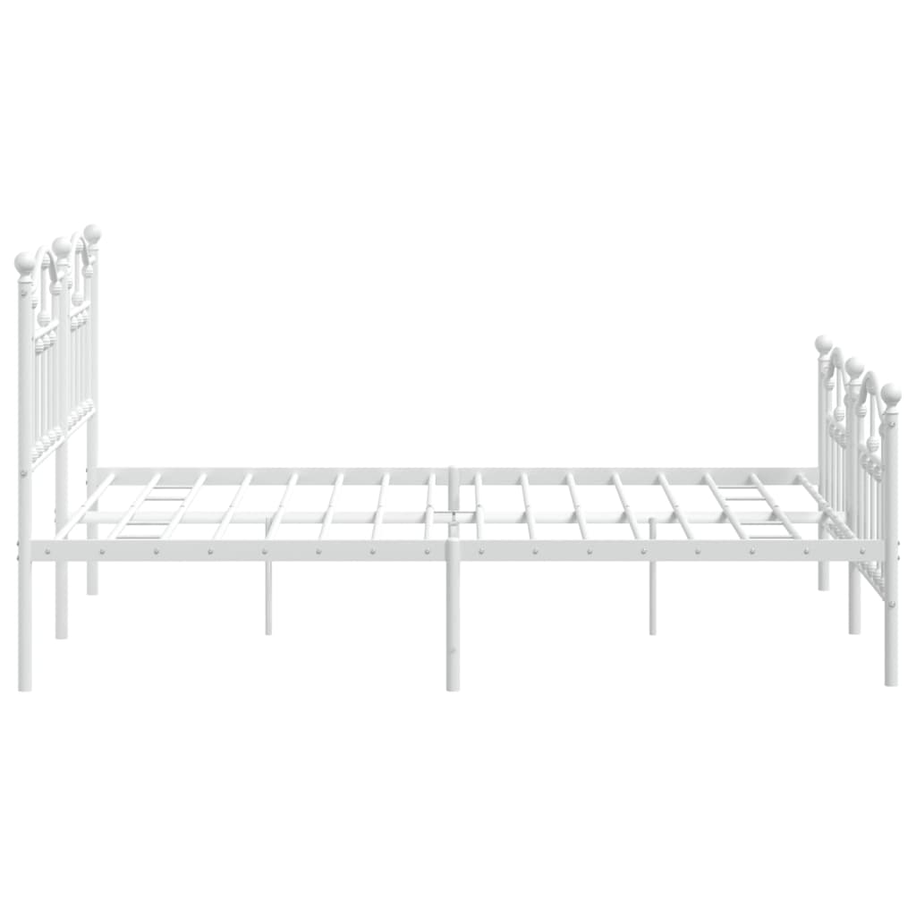 vidaXL Metal Bed Frame without Mattress with Footboard White 140x200cm