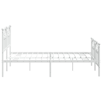 vidaXL Metal Bed Frame without Mattress with Footboard White 140x200cm