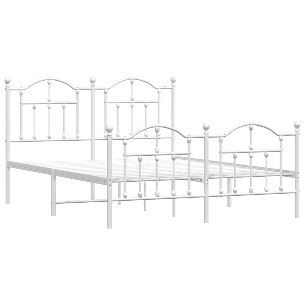 vidaXL Metal Bed Frame without Mattress with Footboard White 150x200cm