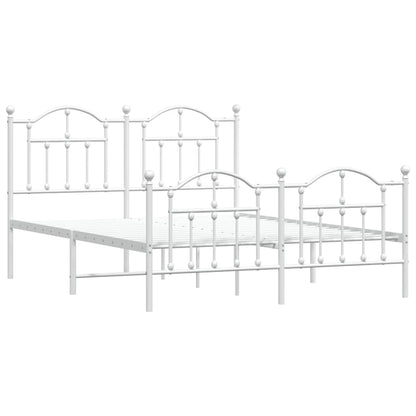 vidaXL Metal Bed Frame without Mattress with Footboard White 150x200cm