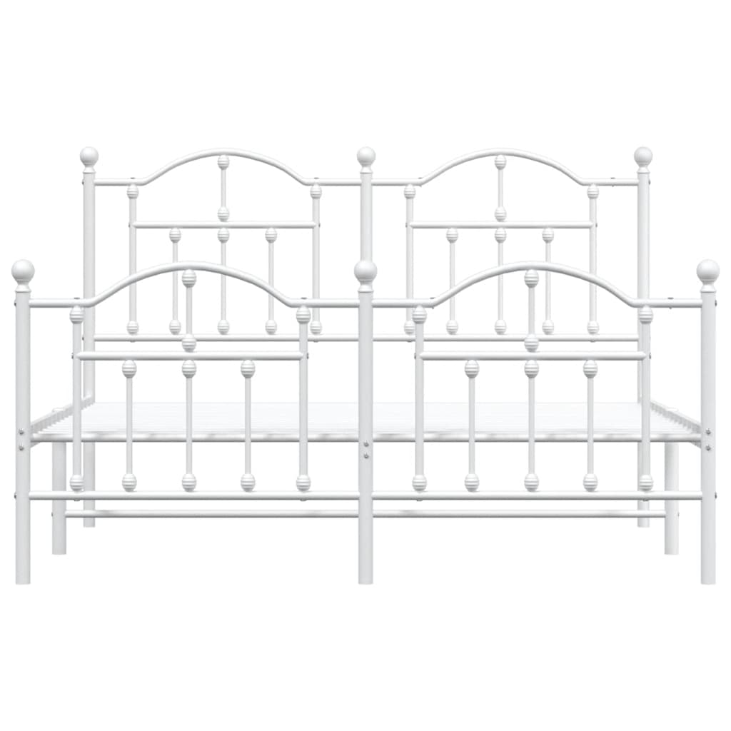 vidaXL Metal Bed Frame without Mattress with Footboard White 150x200cm