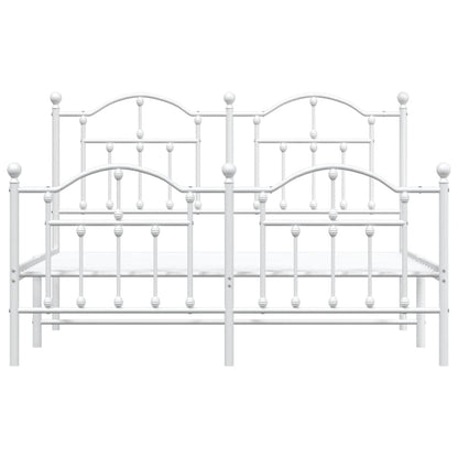 vidaXL Metal Bed Frame without Mattress with Footboard White 150x200cm