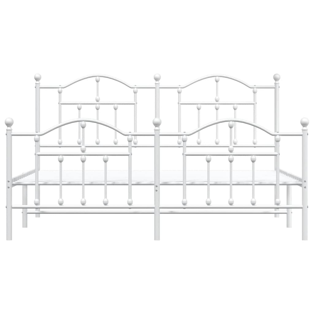 vidaXL Metal Bed Frame without Mattress with Footboard White 183x213cm
