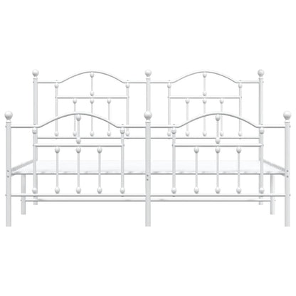 vidaXL Metal Bed Frame without Mattress with Footboard White 183x213cm