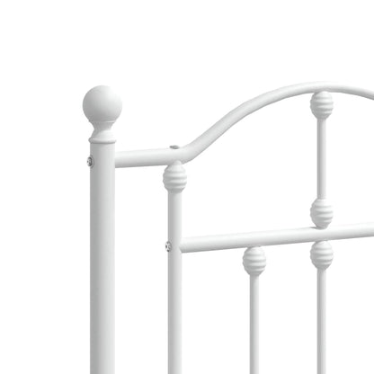 vidaXL Metal Bed Frame without Mattress with Footboard White 183x213cm