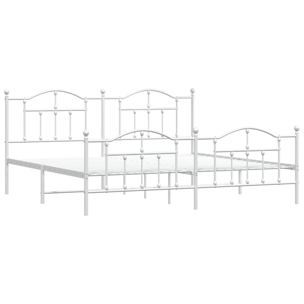 vidaXL Metal Bed Frame without Mattress with Footboard White 200x200cm