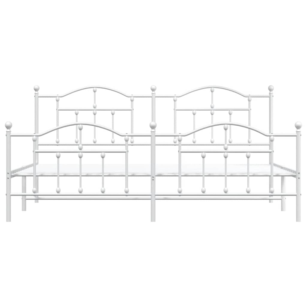 vidaXL Metal Bed Frame without Mattress with Footboard White 200x200cm