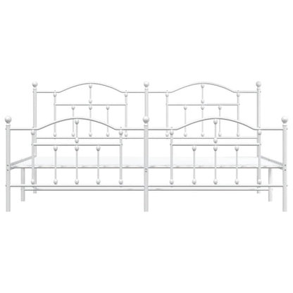 vidaXL Metal Bed Frame without Mattress with Footboard White 200x200cm