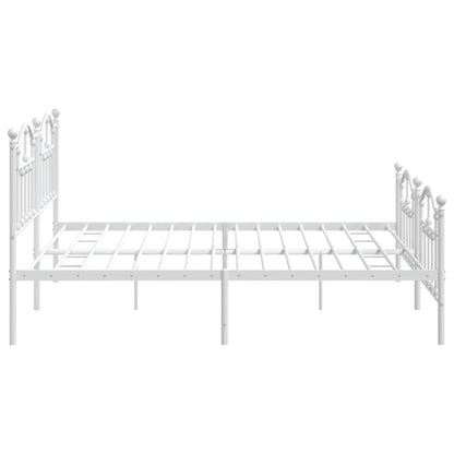 vidaXL Metal Bed Frame without Mattress with Footboard White 200x200cm