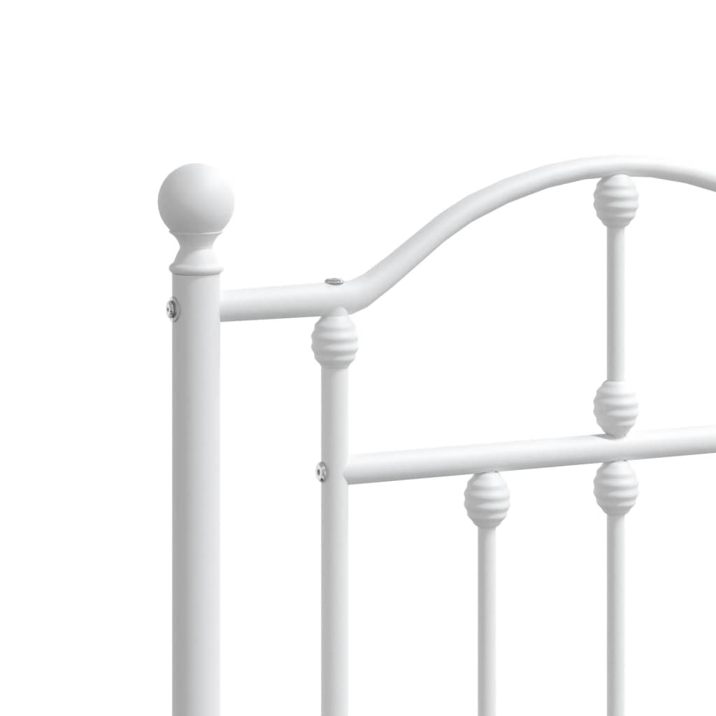 vidaXL Metal Bed Frame without Mattress with Footboard White 200x200cm