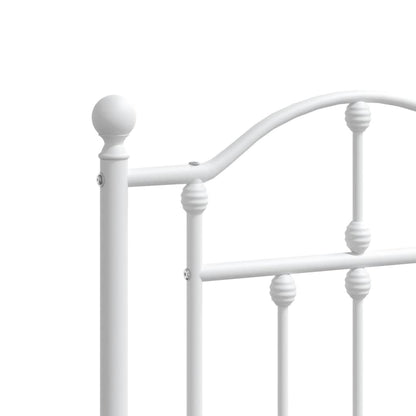 vidaXL Metal Bed Frame without Mattress with Footboard White 200x200cm