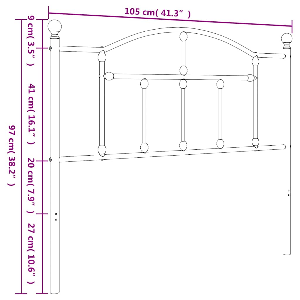 vidaXL Metal Replace Headboard White 100 cm