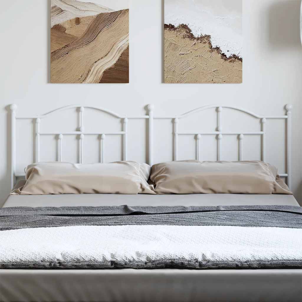 vidaXL Headboard | White | Powder-Coated Steel | Double | Headboard