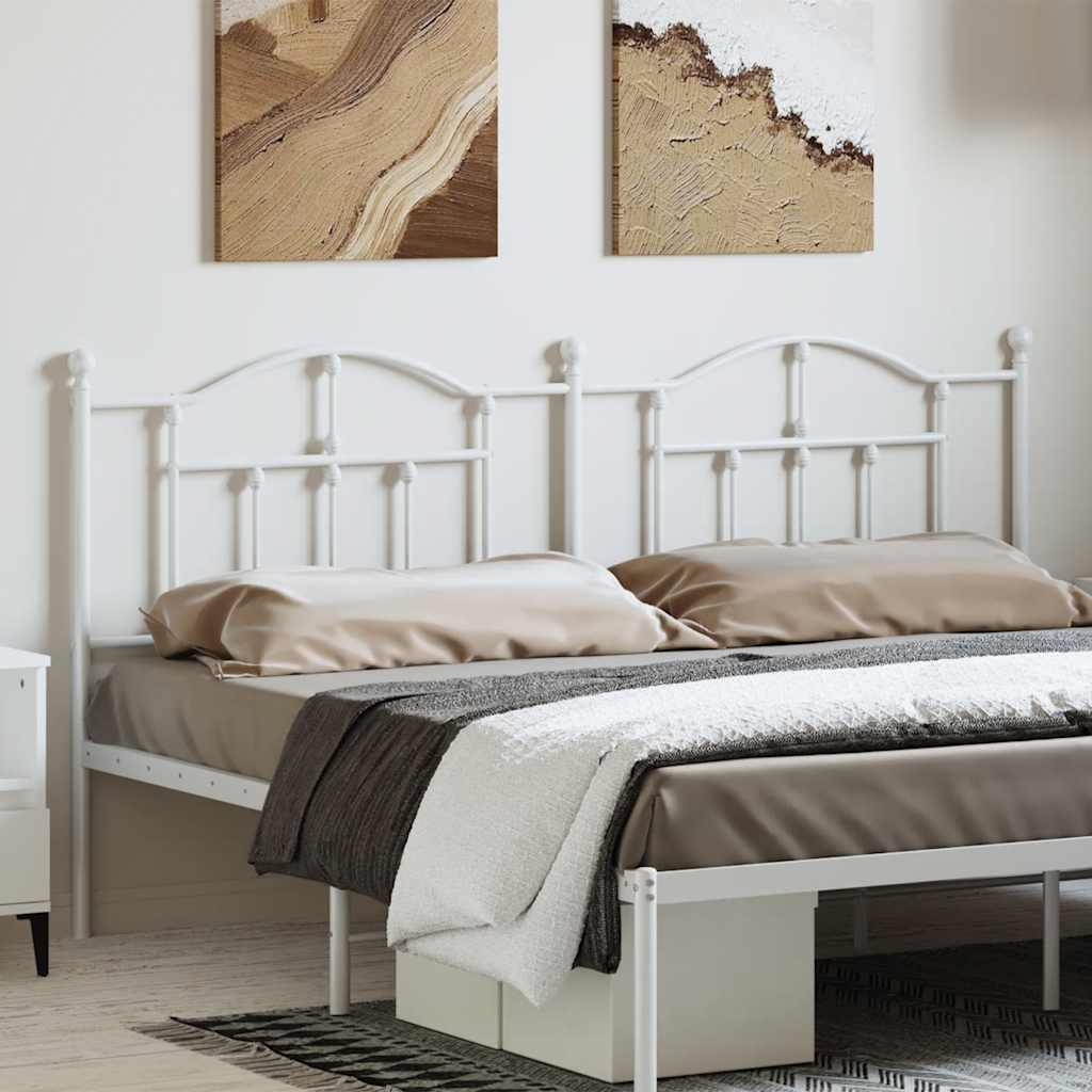 vidaXL Headboard | White | Powder-Coated Steel | Double | Headboard