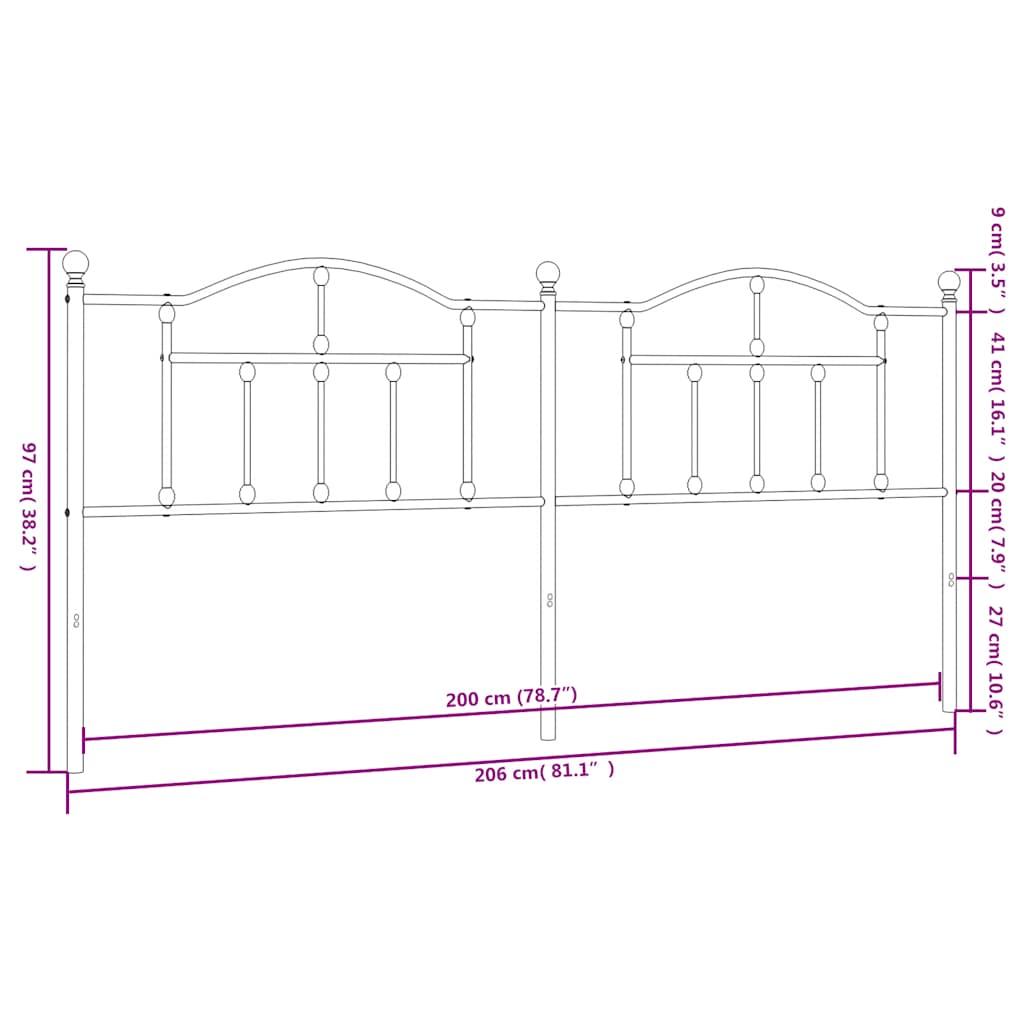 vidaXL Headboard | White | Powder-Coated Steel | Double | Attractive Design