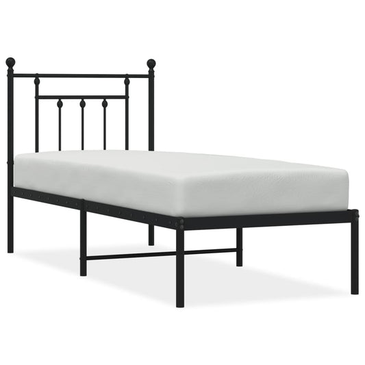 vidaXL Bed Frame | Black | Powder-Coated Steel | Small Single | Bed Frame