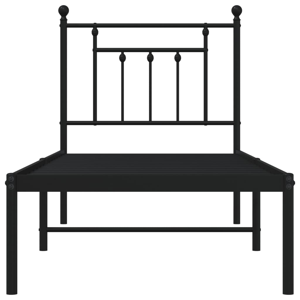 vidaXL Metal Bed Frame without Mattress with Headboard Black 75x190cm