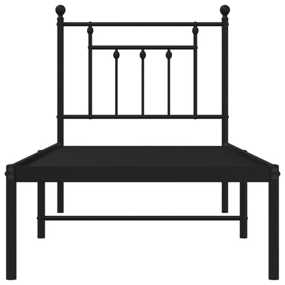 vidaXL Metal Bed Frame without Mattress with Headboard Black 75x190cm
