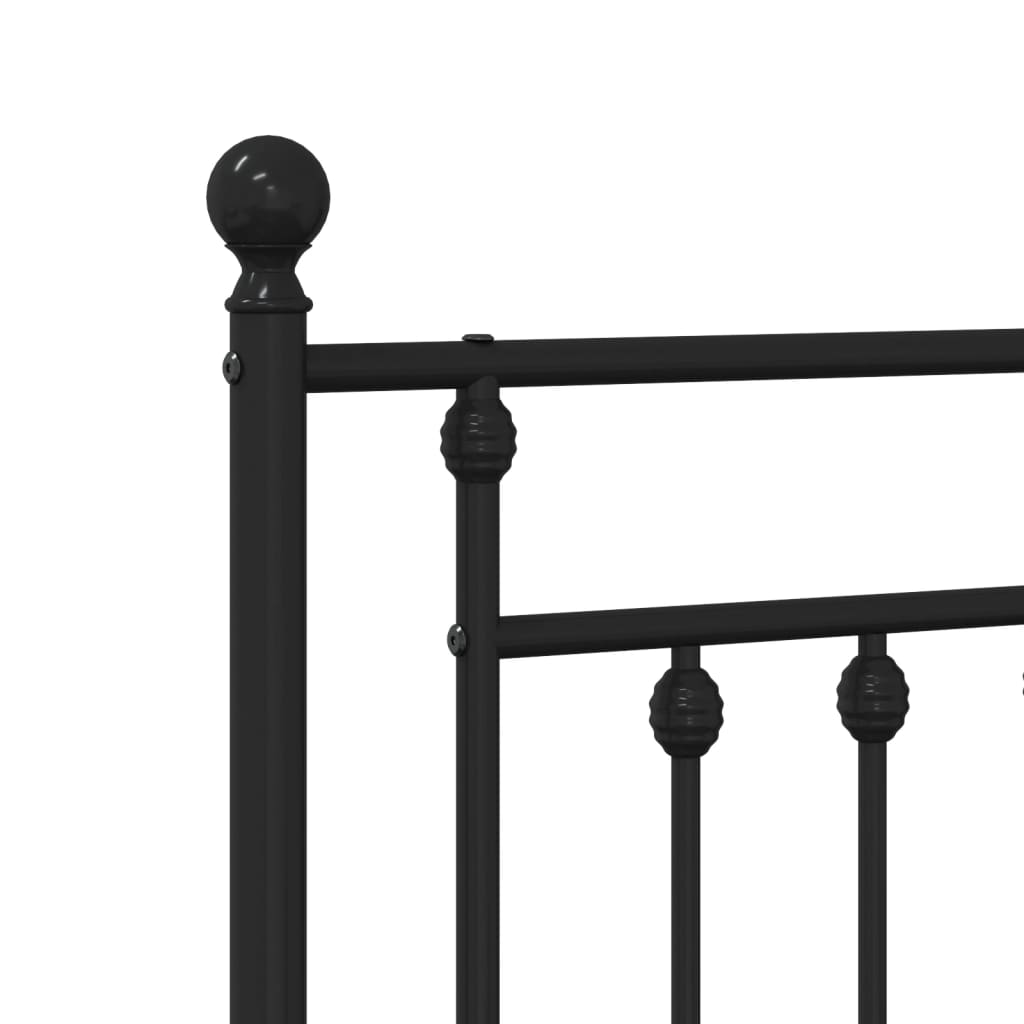 vidaXL Metal Bed Frame without Mattress with Headboard Black 75x190cm