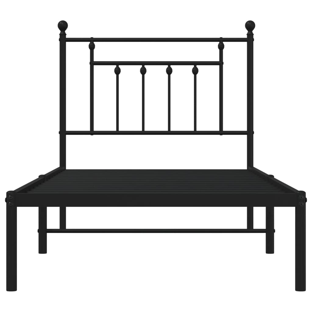 vidaXL Metal Bed Frame without Mattress with Headboard Black 80x200cm