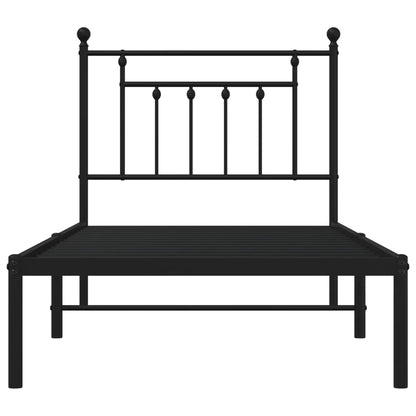 vidaXL Metal Bed Frame without Mattress with Headboard Black 80x200cm