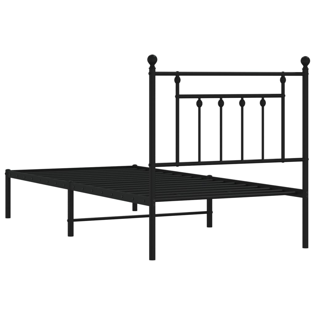 vidaXL Metal Bed Frame without Mattress with Headboard Black 80x200cm