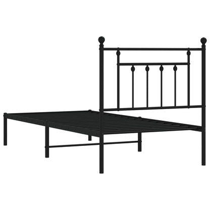 vidaXL Metal Bed Frame without Mattress with Headboard Black 80x200cm