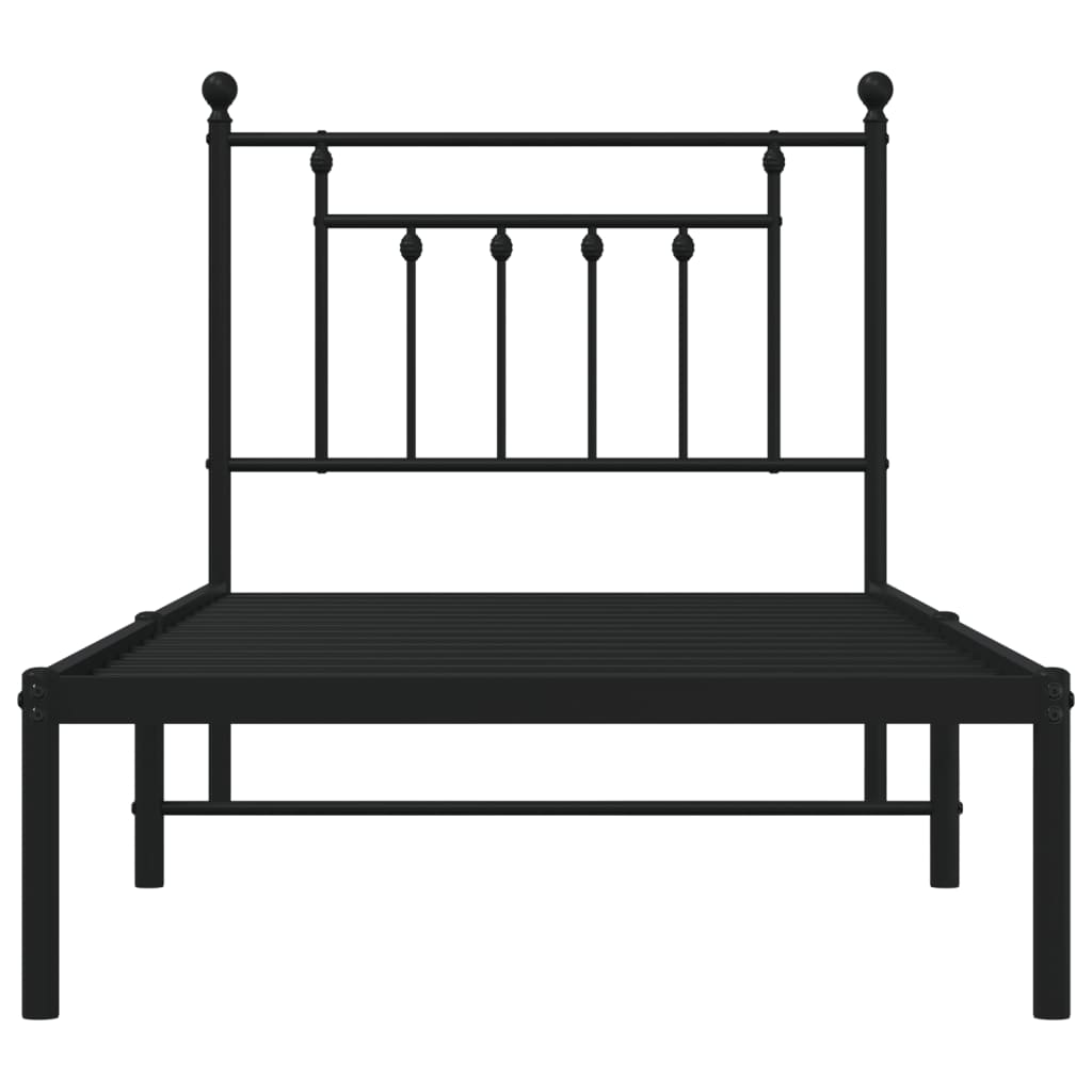 vidaXL Metal Bed Frame without Mattress with Headboard Black 90x190cm