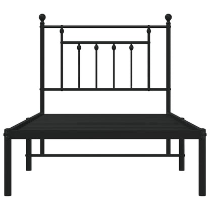 vidaXL Metal Bed Frame without Mattress with Headboard Black 90x190cm