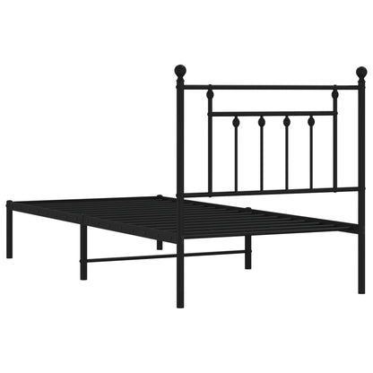 vidaXL Metal Bed Frame without Mattress with Headboard Black 90x190cm