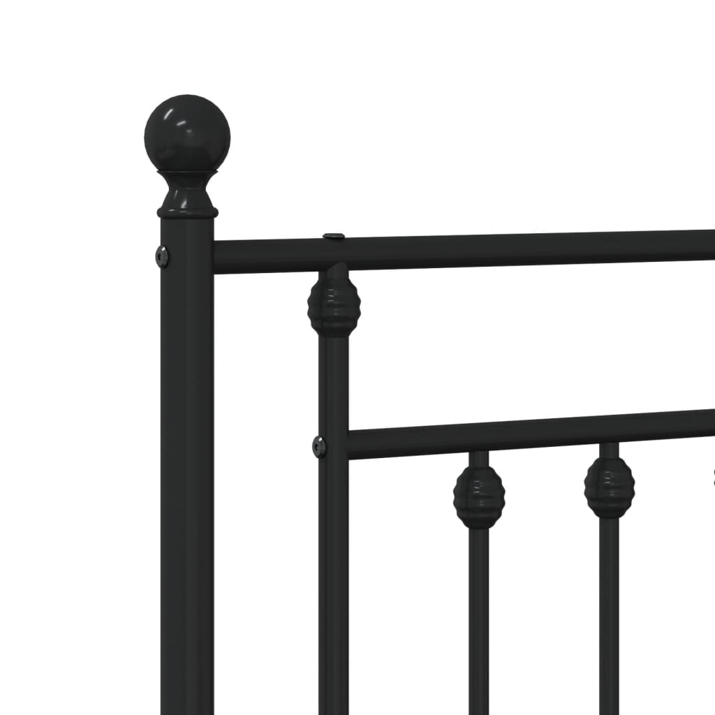 vidaXL Metal Bed Frame without Mattress with Headboard Black 90x190cm