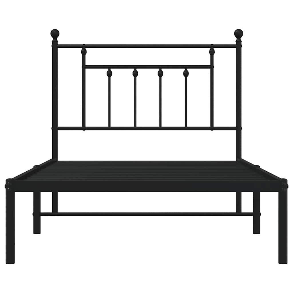 vidaXL Metal Bed Frame without Mattress with Headboard Black 100x190cm