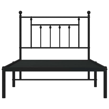 vidaXL Metal Bed Frame without Mattress with Headboard Black 100x190cm