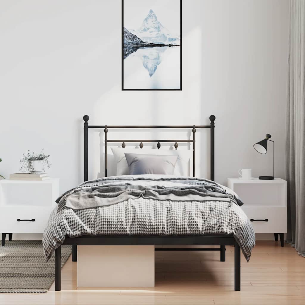 vidaXL Bed Frame | Black | Steel | Single | Bed Frame | Rectangular | Industrial
