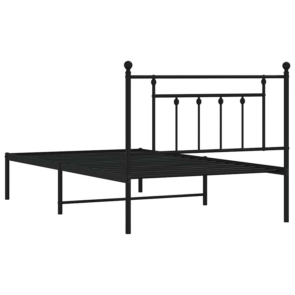 vidaXL Bed Frame | Black | Steel | Single | Bed Frame | Rectangular | Industrial