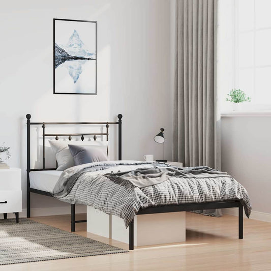 vidaXL Bed Frame | Black | Steel | Single | Bed Frame | Rectangular | Industrial