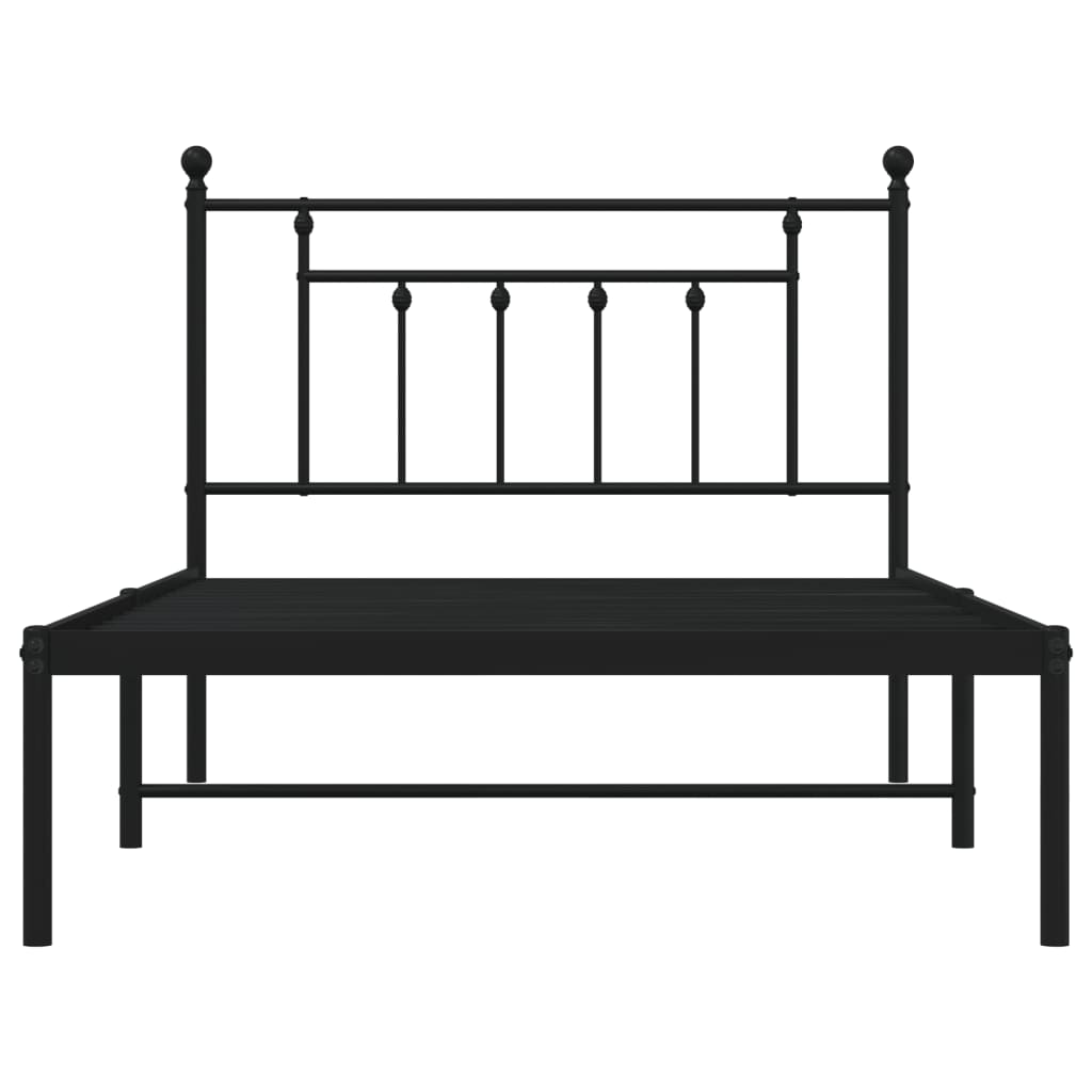 vidaXL Metal Bed Frame without Mattress with Headboard Black 107x203cm