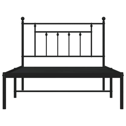 vidaXL Metal Bed Frame without Mattress with Headboard Black 107x203cm