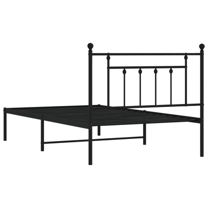 vidaXL Metal Bed Frame without Mattress with Headboard Black 107x203cm