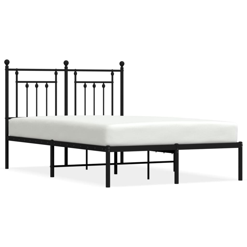 vidaXL Bed Frame | Black | Powder-coated steel | Small Double | Metal Bed Frame