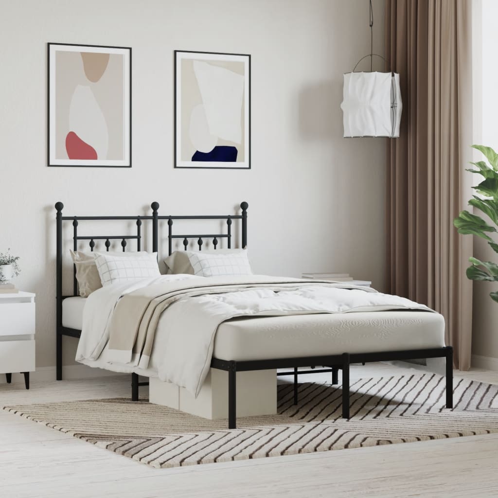 vidaXL Bed Frame | Black | Powder-coated steel | Small Double | Metal Bed Frame